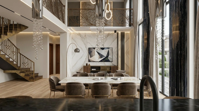 Дизайн гостиной в стиле Контемпорари — фото интерьера от нейросети RoomGPT