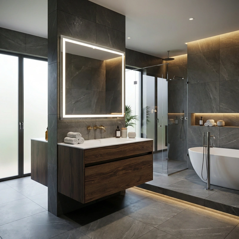 Дизайн интерьера в стиле Контемпорари — Ванная от нейросети RoomGPT