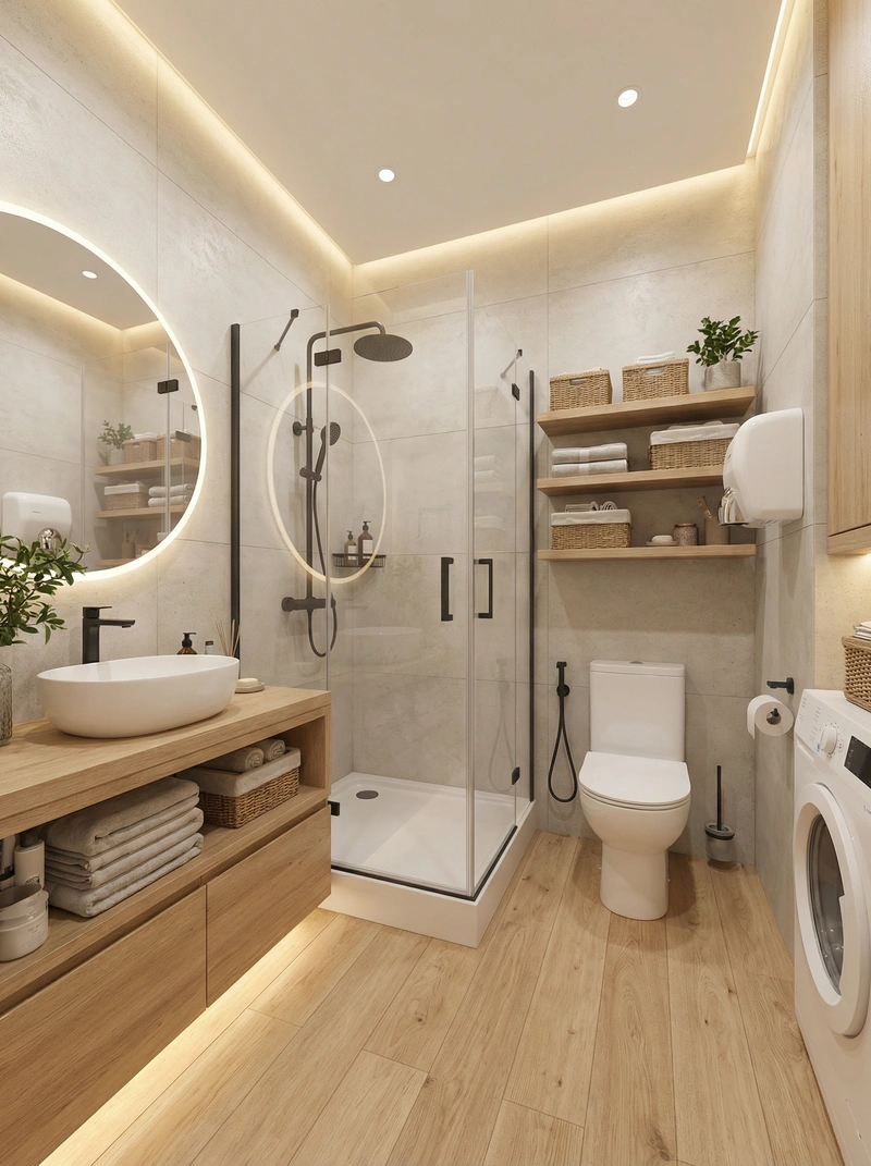 Дизайн интерьера в стиле Сканди — Ванная от нейросети RoomGPT