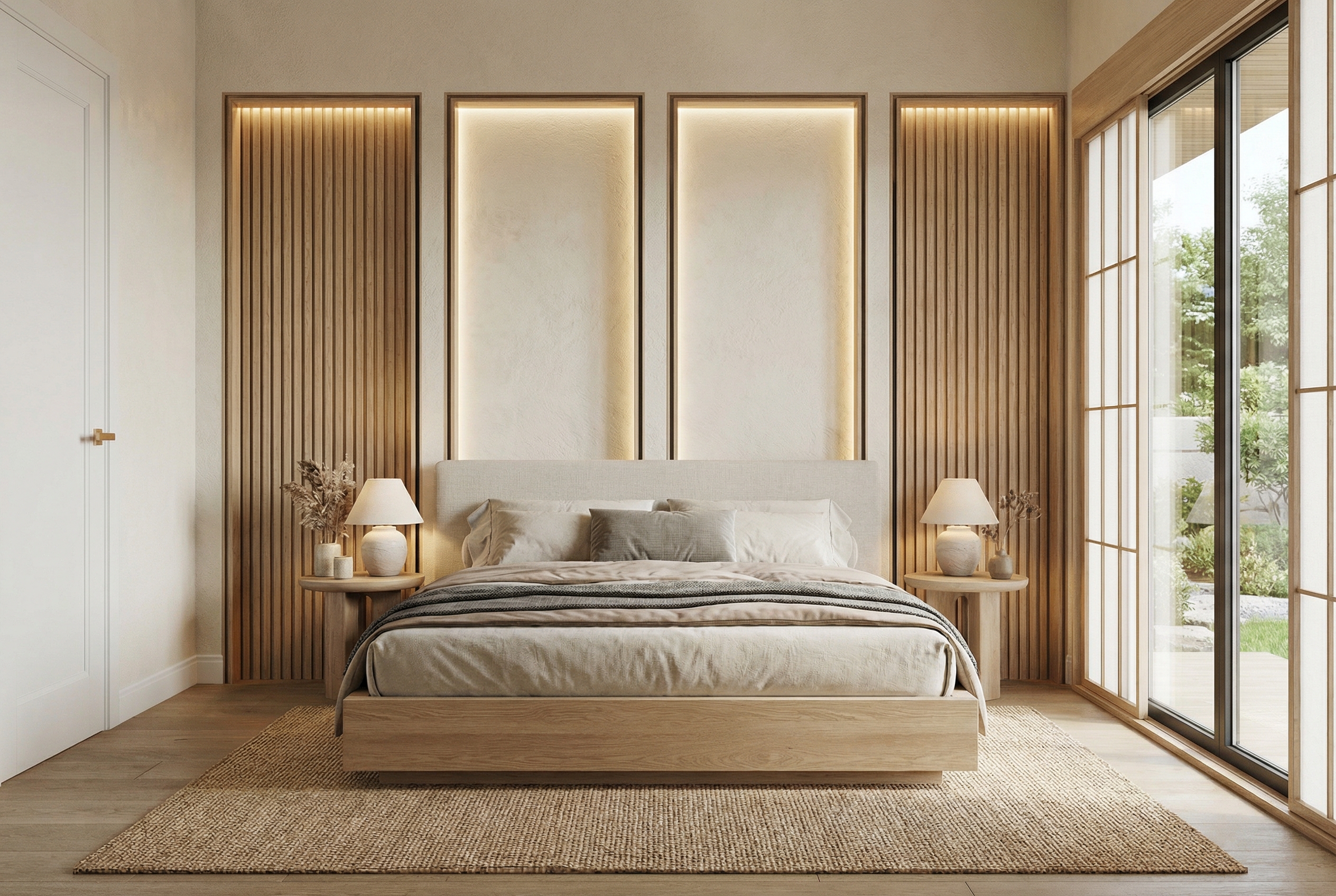 Дизайн спальни в стиле Japandi — фото интерьера от нейросети RoomGPT