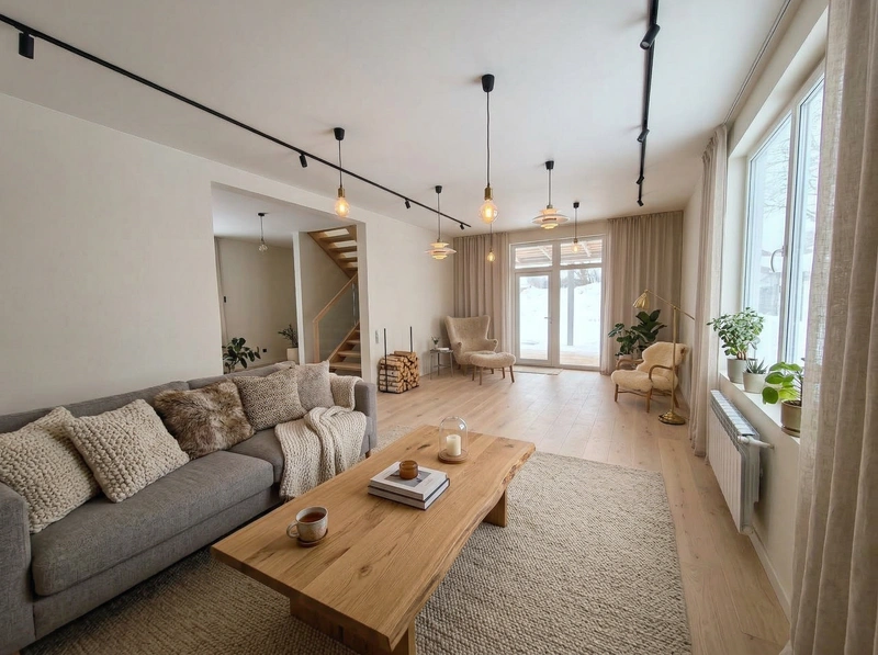 Дизайн интерьера в стиле Хюгге — Гостиная от нейросети RoomGPT