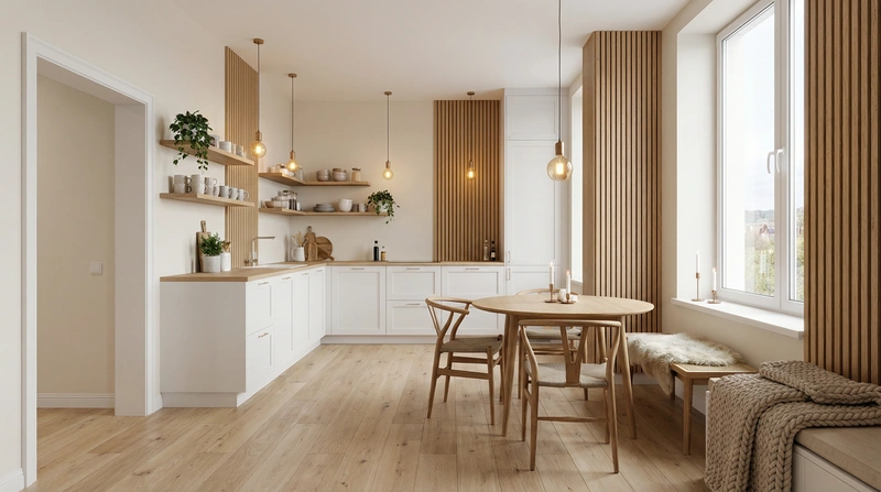 Дизайн интерьера в стиле Хюгге — Кухня от нейросети RoomGPT