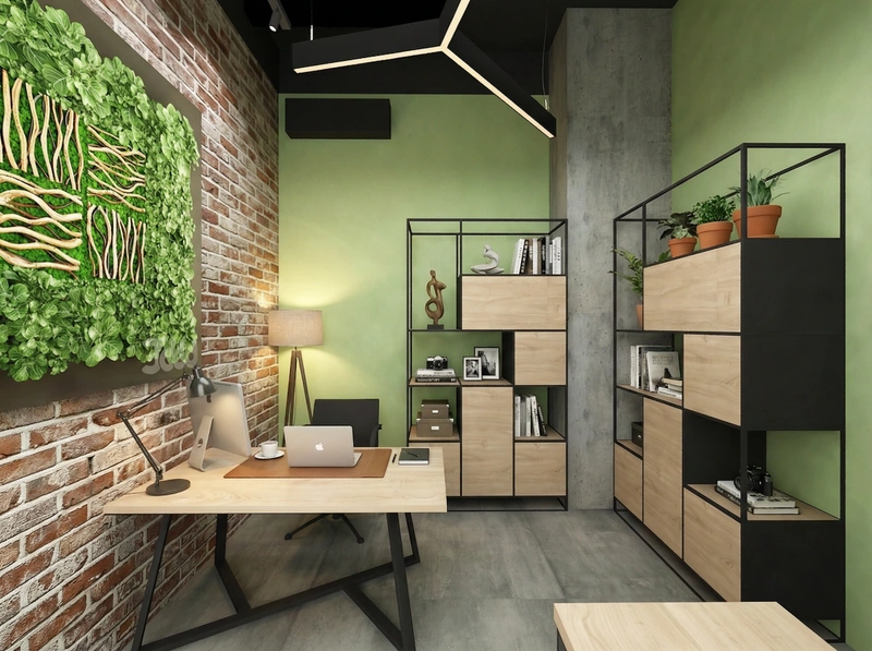Дизайн интерьера в стиле Лофт — Кабинет от нейросети RoomGPT