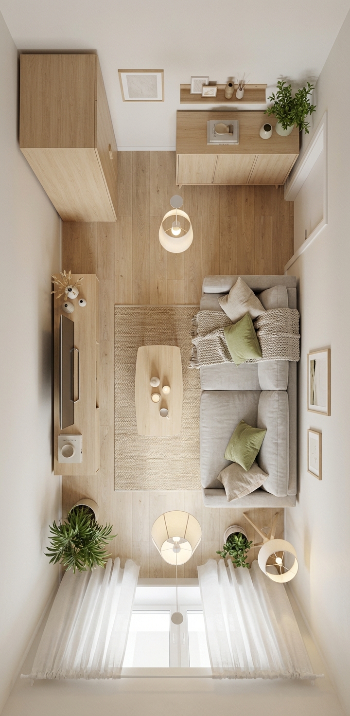 Дизайн гостиной в стиле Хюгге — фото интерьера от нейросети RoomGPT