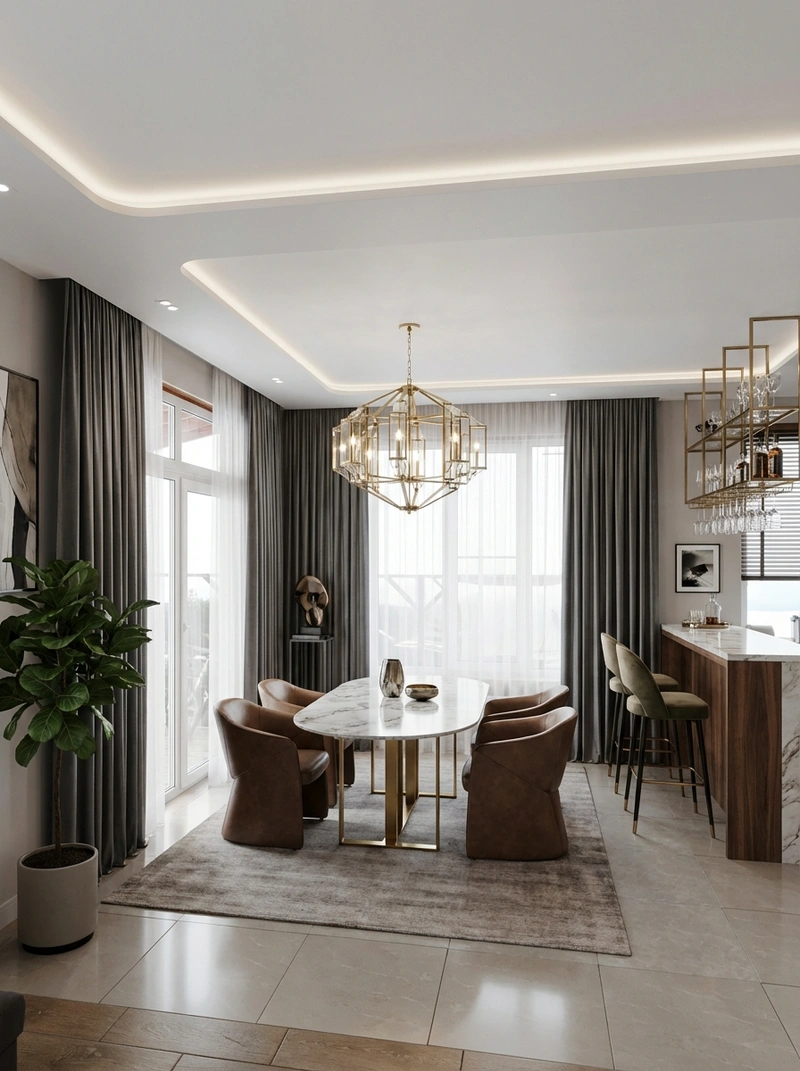 Дизайн интерьера в стиле Контемпорари — Гостиная от нейросети RoomGPT