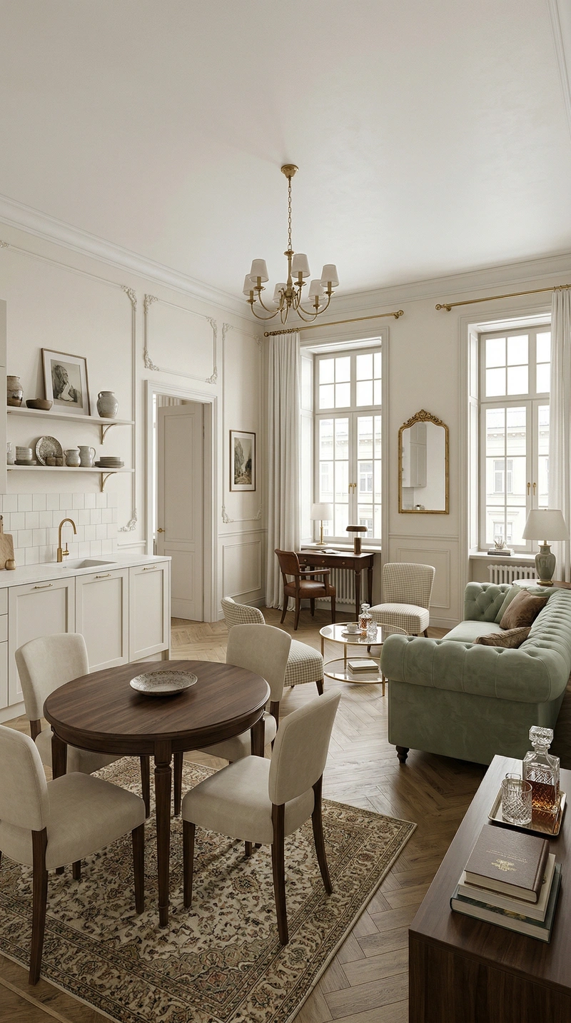 Дизайн гостиной в стиле Классика — фото интерьера от нейросети RoomGPT