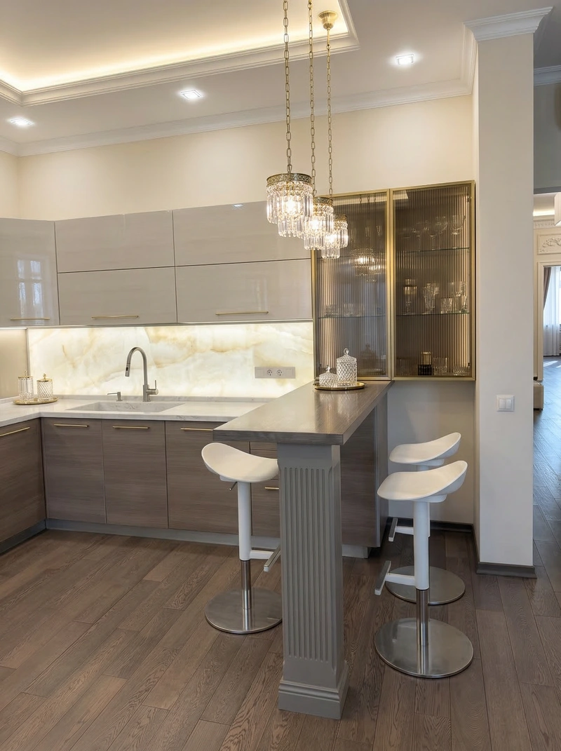 Дизайн кухни в стиле Неоклассика — фото интерьера от нейросети RoomGPT