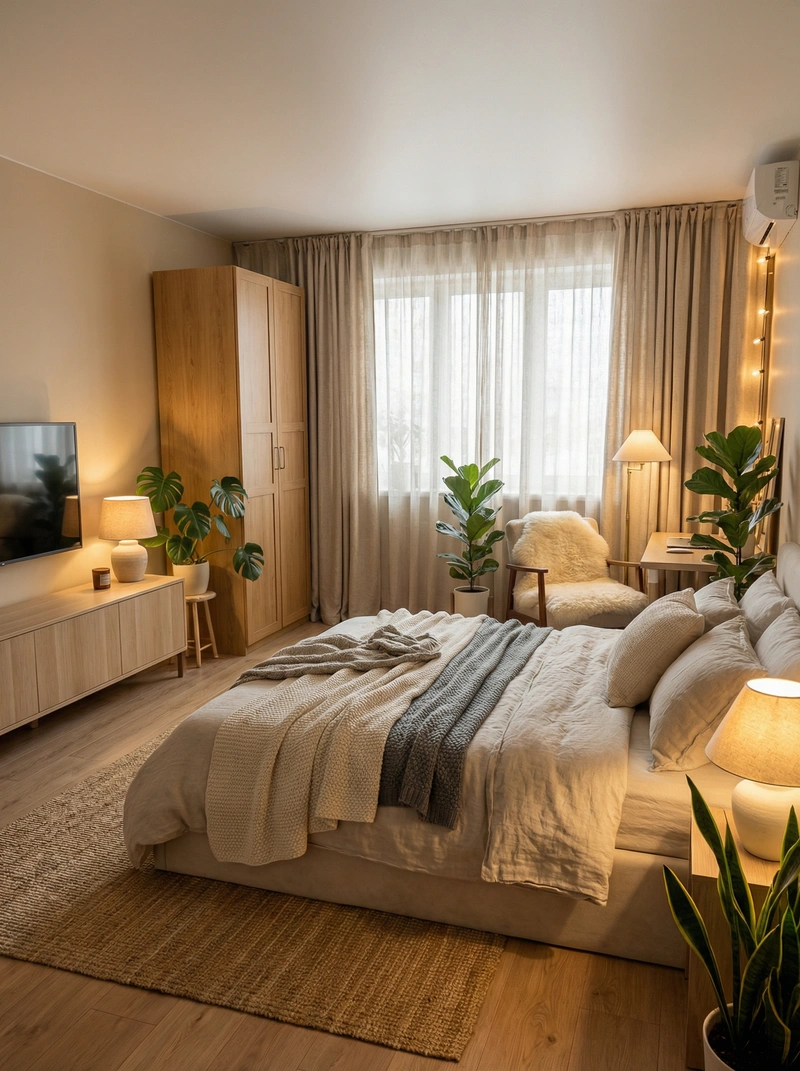 Дизайн интерьера в стиле Хюгге — Спальня от нейросети RoomGPT