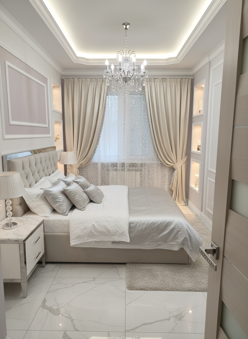 Дизайн спальни в стиле Классика — фото интерьера от нейросети RoomGPT