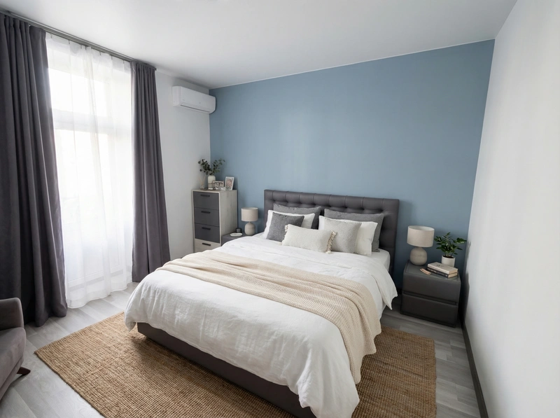 Дизайн спальни в стиле Сканди — фото интерьера от нейросети RoomGPT