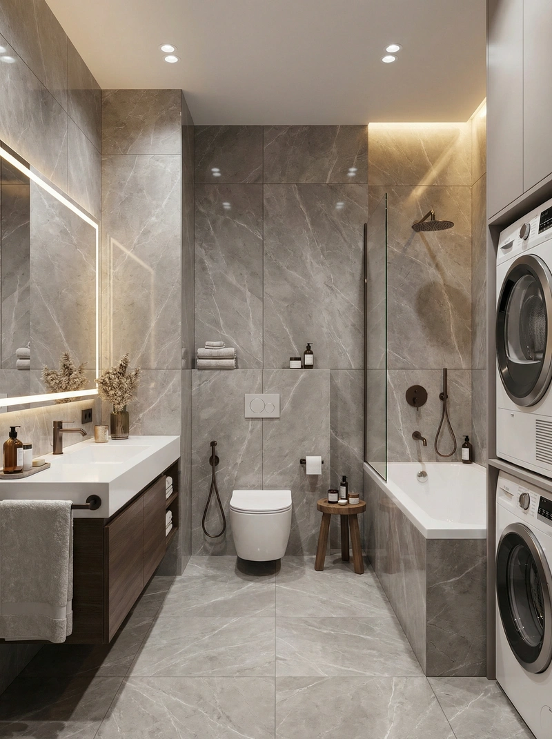 Дизайн интерьера в стиле Контемпорари — Ванная от нейросети RoomGPT