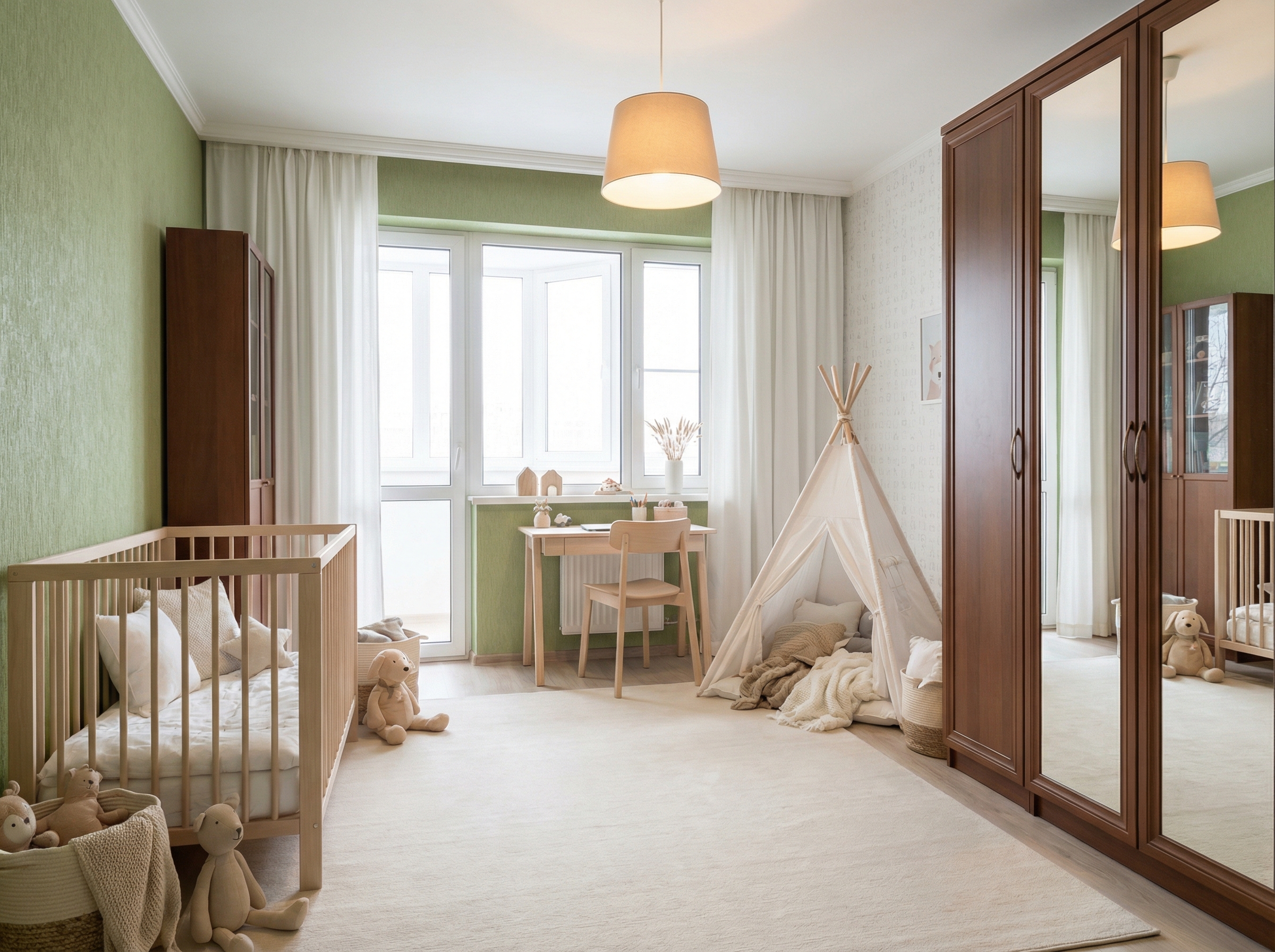 Дизайн детской в стиле Хюгге — фото интерьера от нейросети RoomGPT