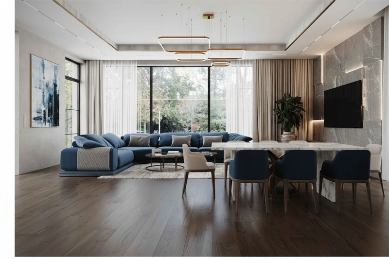 Дизайн интерьера в стиле Контемпорари — Гостиная от нейросети RoomGPT