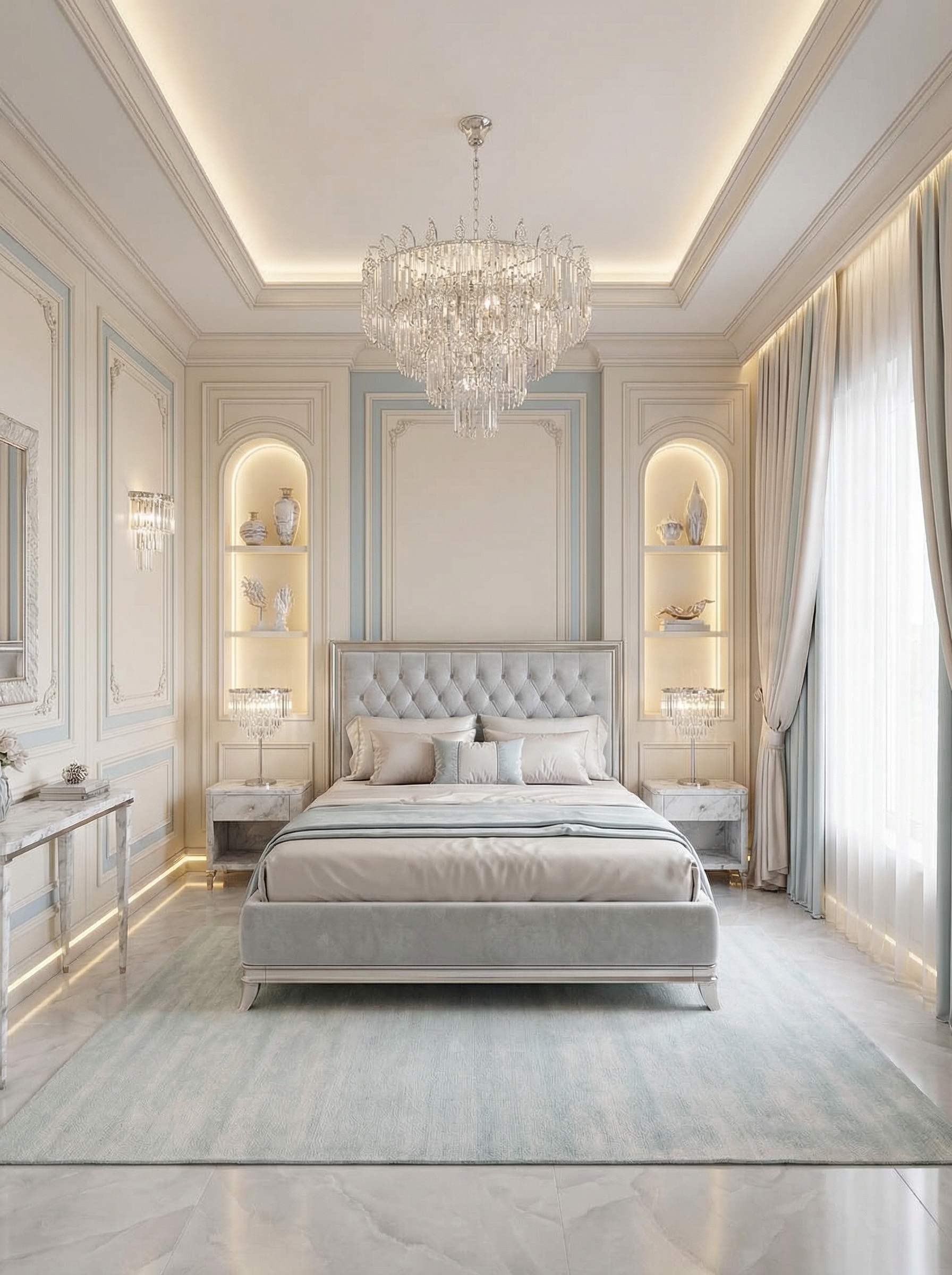 Дизайн спальни в стиле Классика — фото интерьера от нейросети RoomGPT