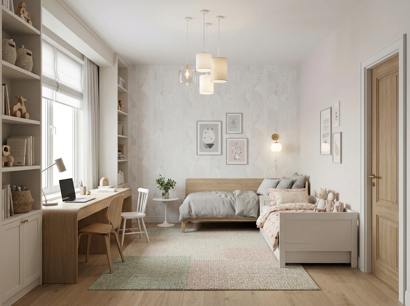 Дизайн детской в стиле Сканди — фото интерьера от нейросети RoomGPT