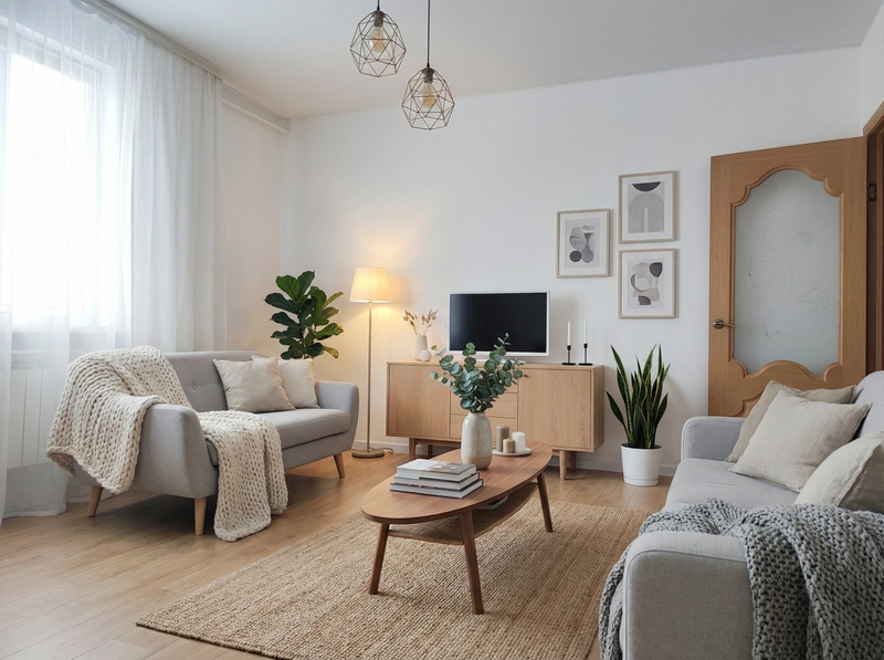 Дизайн интерьера в стиле Хюгге — Гостиная от нейросети RoomGPT