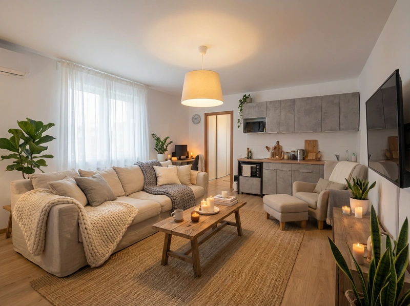 Дизайн интерьера в стиле Хюгге — Гостиная от нейросети RoomGPT