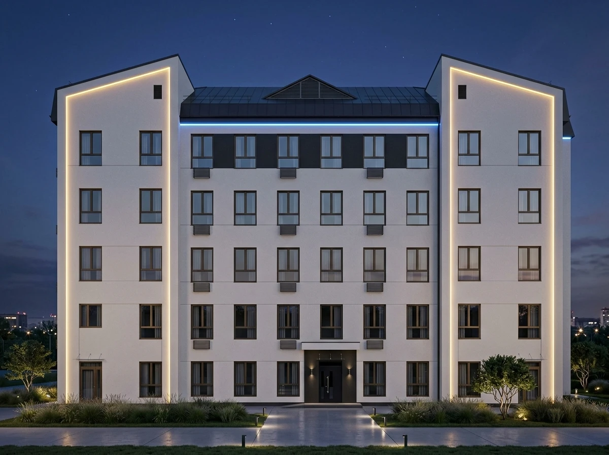 Дизайн фасада в стиле Хай-тек — Фасад от нейросети RoomGPT