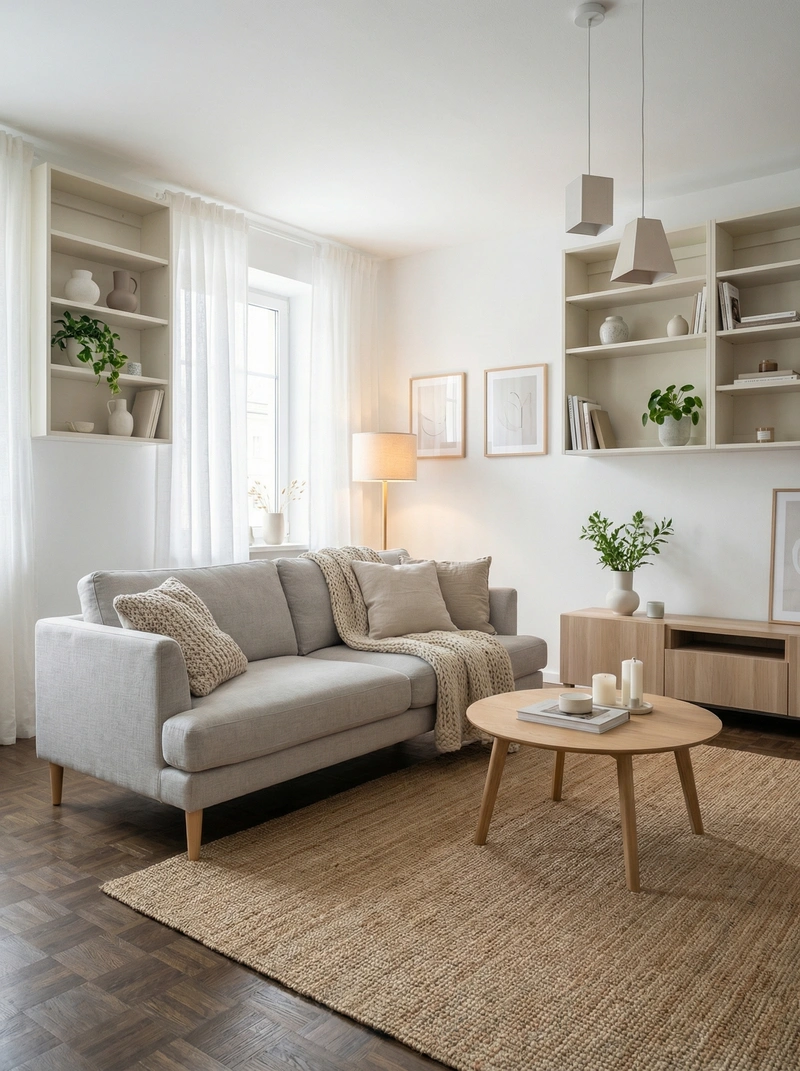 Дизайн интерьера в стиле Хюгге — Гостиная от нейросети RoomGPT