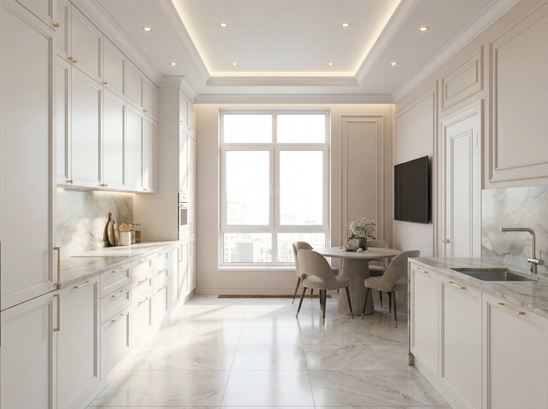 Дизайн интерьера в стиле Классика — Кухня от нейросети RoomGPT
