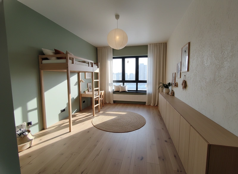 Дизайн детской в стиле Japandi — фото интерьера от нейросети RoomGPT