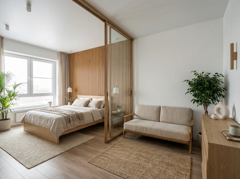 Дизайн спальни в стиле Japandi — фото интерьера от нейросети RoomGPT