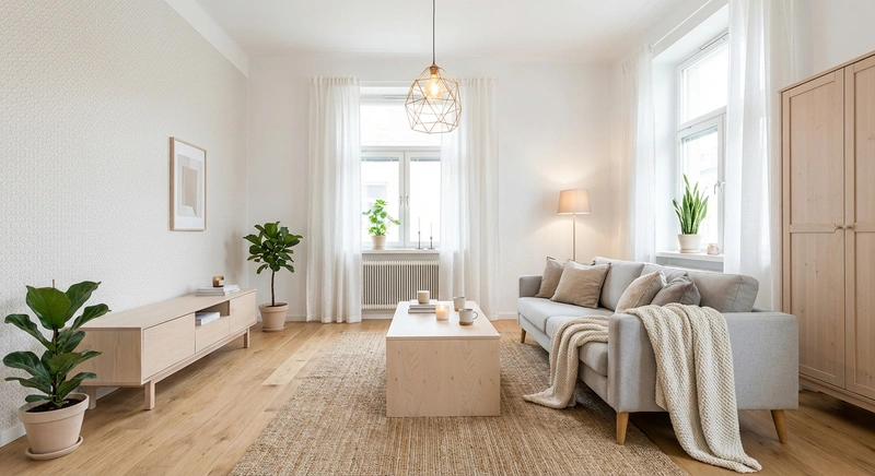 Дизайн интерьера в стиле Хюгге — Гостиная от нейросети RoomGPT