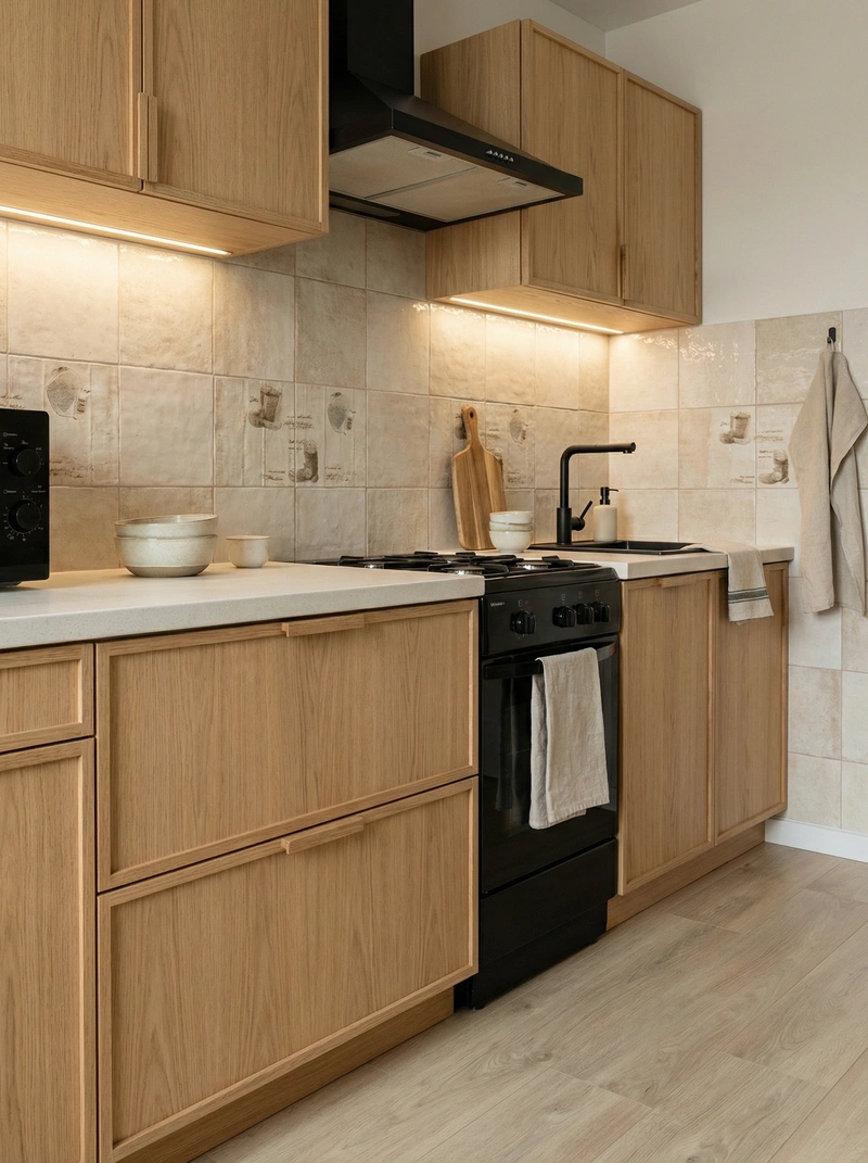 Дизайн кухни в стиле Japandi — фото интерьера от нейросети RoomGPT