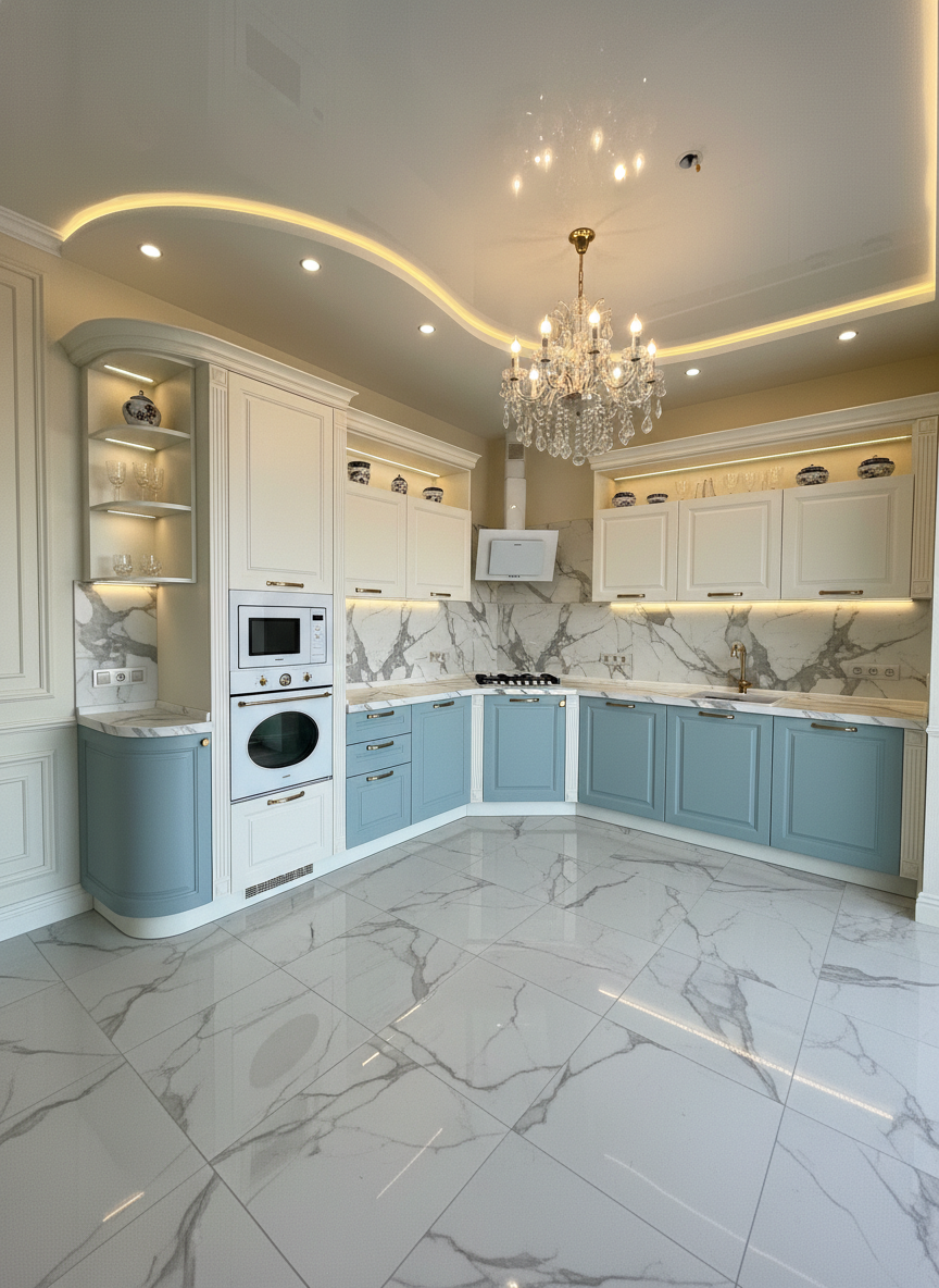 Дизайн кухни в стиле Классика — фото интерьера от нейросети RoomGPT
