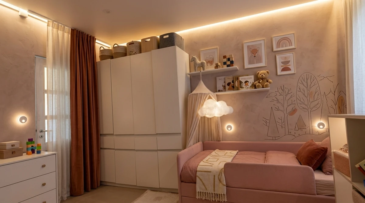 Дизайн детской в стиле Контемпорари — фото интерьера от нейросети RoomGPT