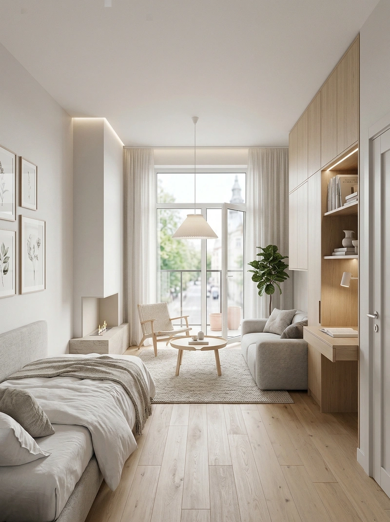 Дизайн гостиной в стиле Сканди — фото интерьера от нейросети RoomGPT