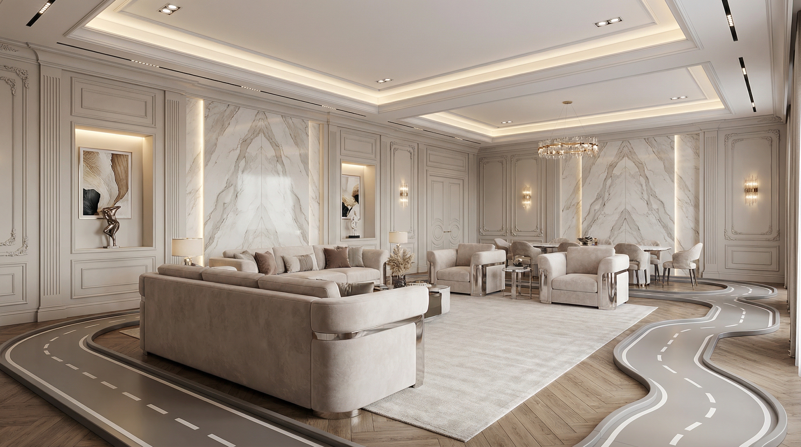 Дизайн гостиной в стиле Классика — фото интерьера от нейросети RoomGPT