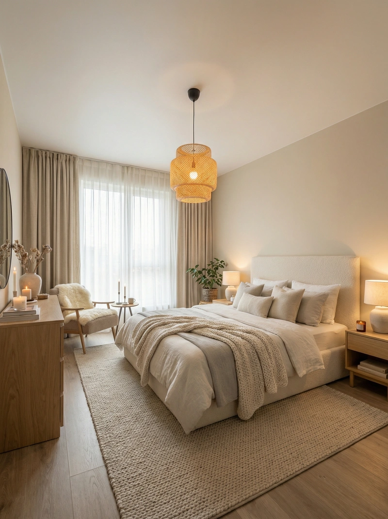 Дизайн интерьера в стиле Хюгге — Спальня от нейросети RoomGPT