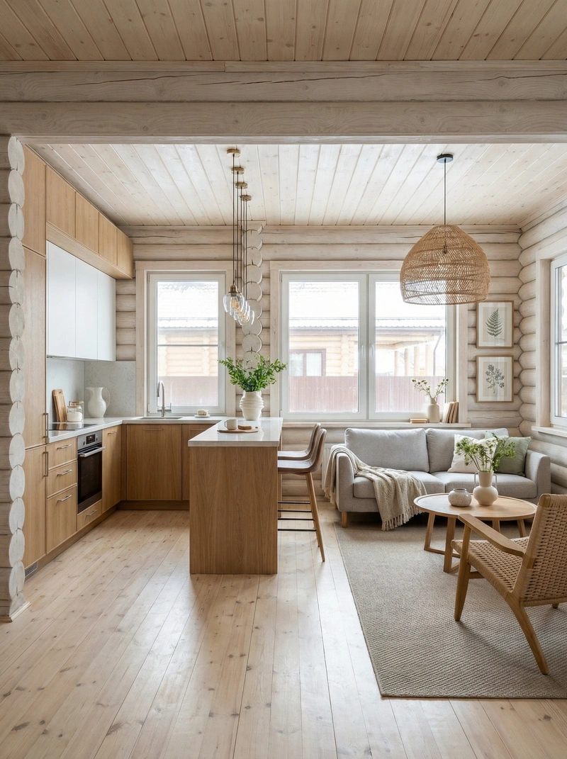 Дизайн интерьера в стиле Сканди — Кухня от нейросети RoomGPT