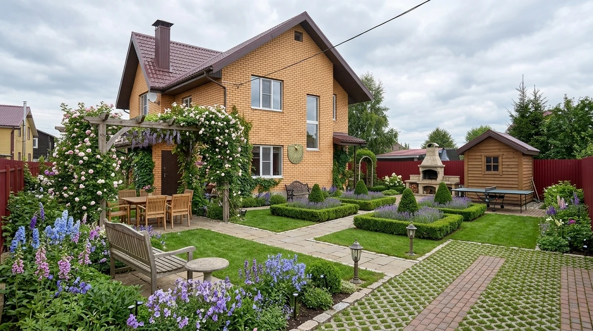 Ландшафтный дизайн в стиле Классика — Участок от нейросети RoomGPT