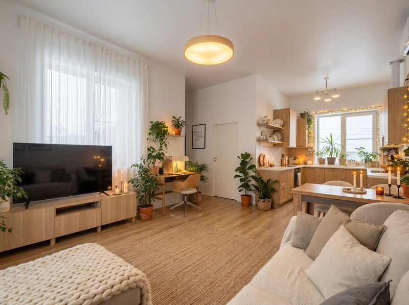 Дизайн интерьера в стиле Хюгге — Гостиная от нейросети RoomGPT