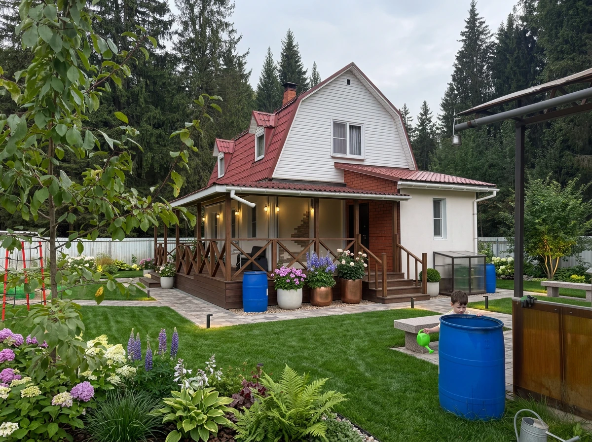 Дизайн участка в стиле Русская усадьба — фото участка от нейросети RoomGPT