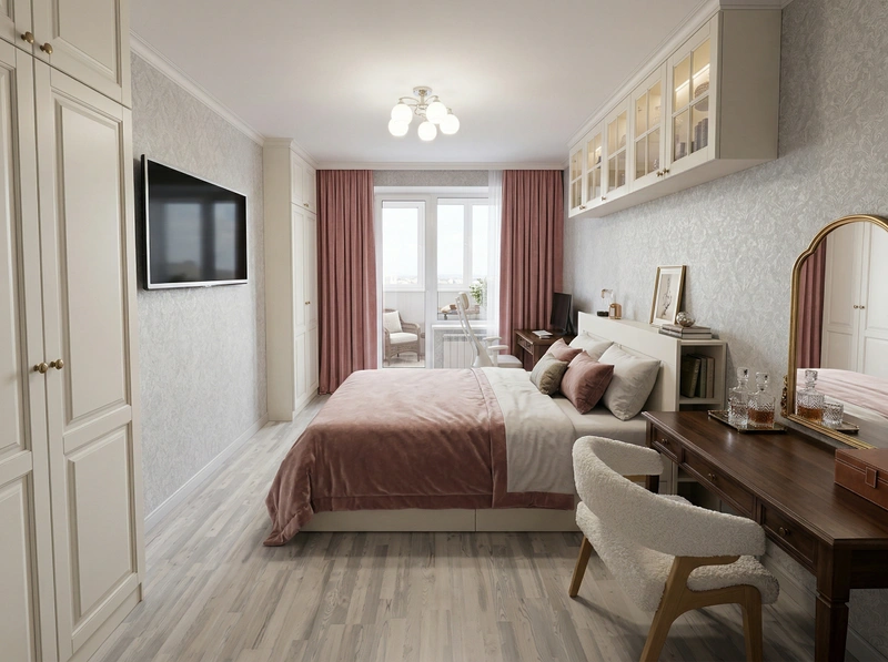 Дизайн спальни в стиле Классика — фото интерьера от нейросети RoomGPT