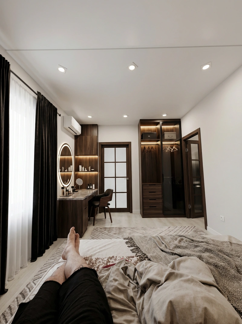 Дизайн интерьера в стиле Контемпорари — Спальня от нейросети RoomGPT