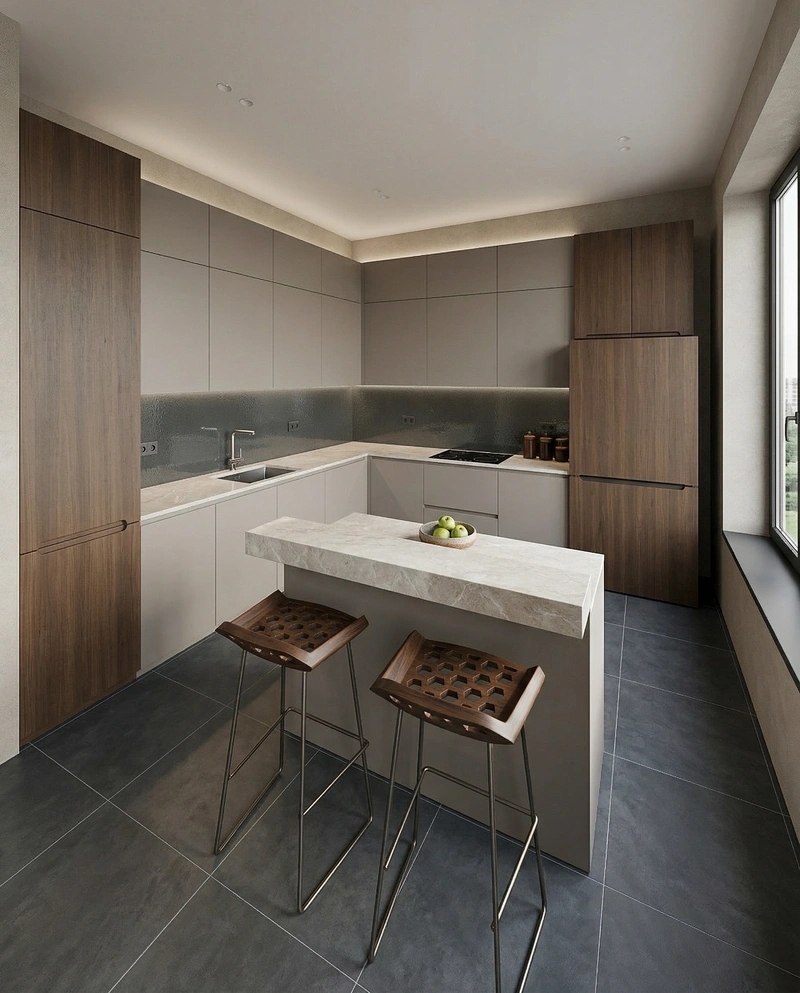 Дизайн кухни в стиле Контемпорари — фото интерьера от нейросети RoomGPT