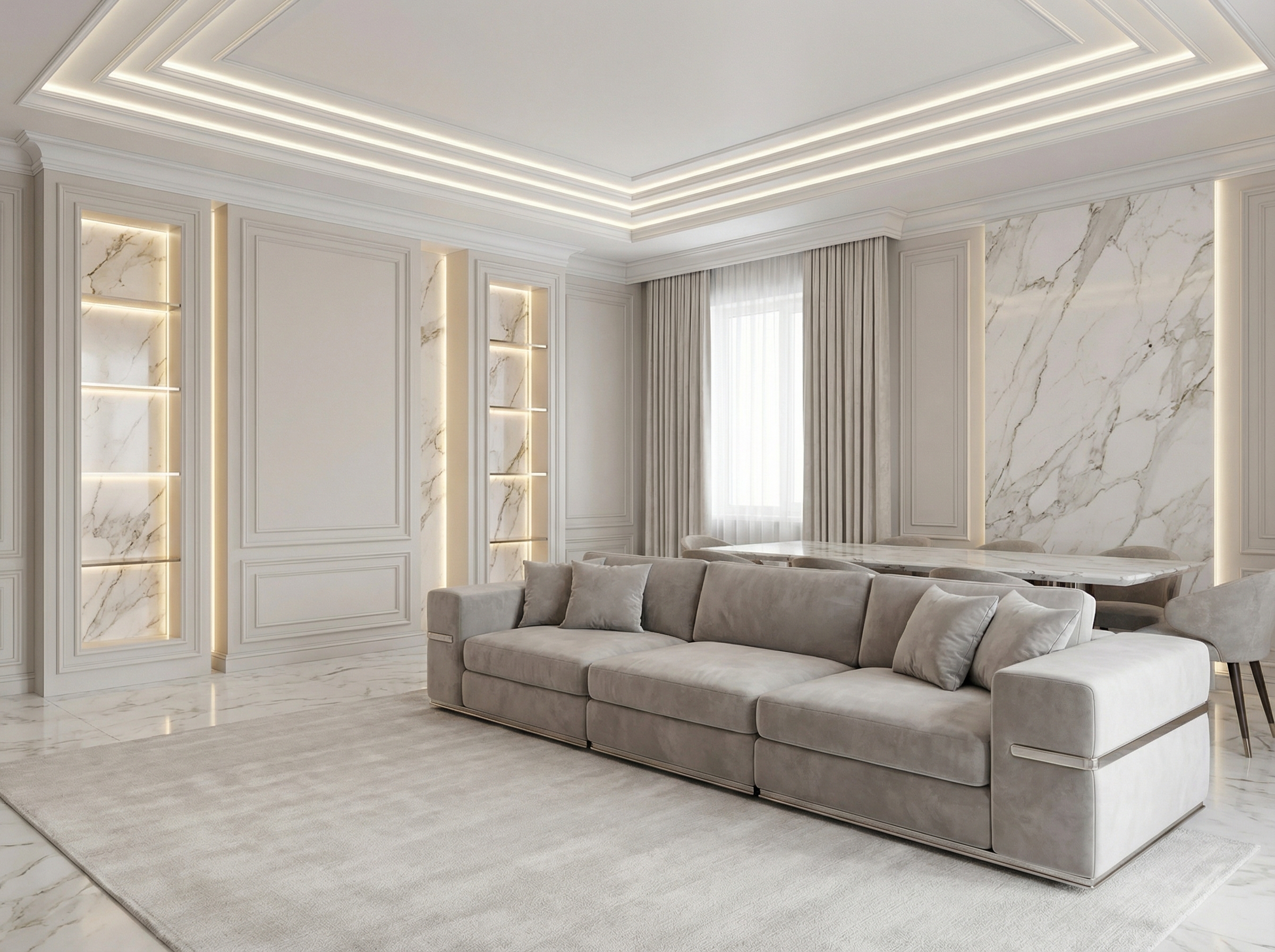 Дизайн гостиной в стиле Классика — фото интерьера от нейросети RoomGPT