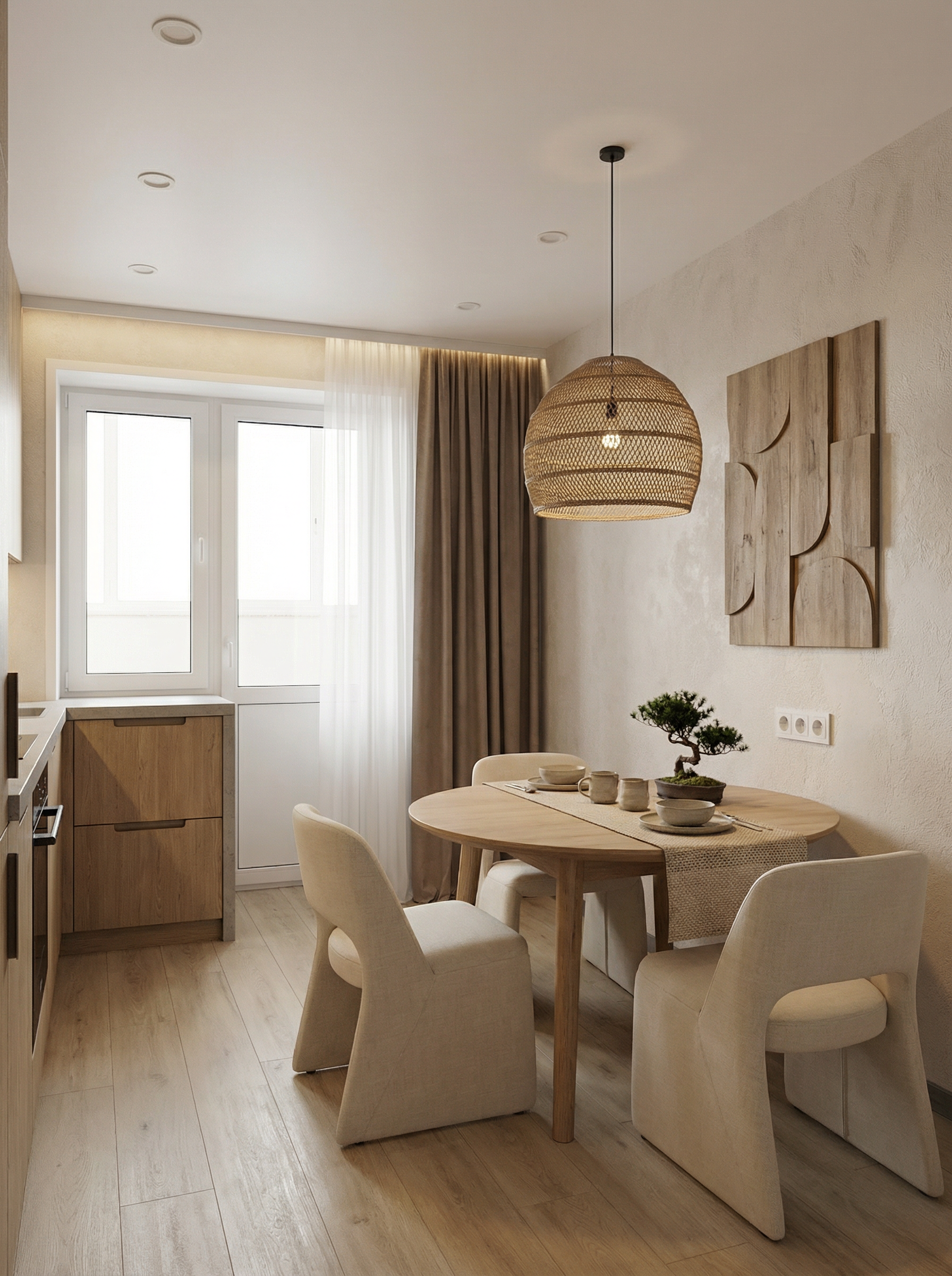 Дизайн кухни в стиле Japandi — фото интерьера от нейросети RoomGPT