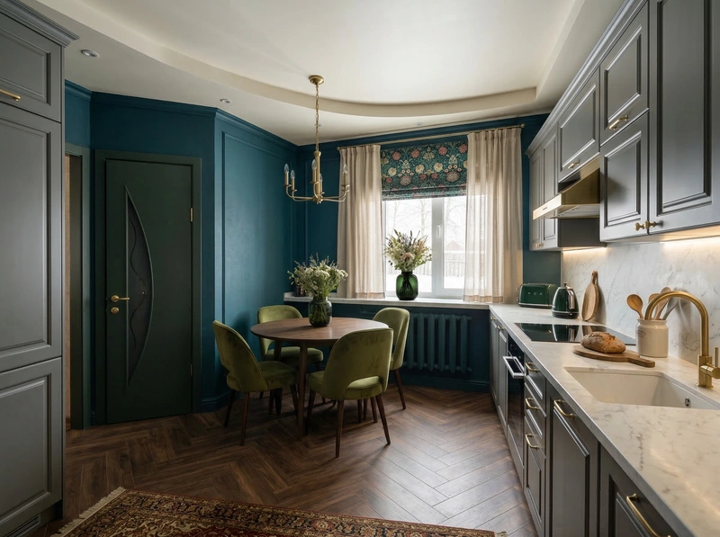 Дизайн кухни в стиле Британский — фото интерьера от нейросети RoomGPT