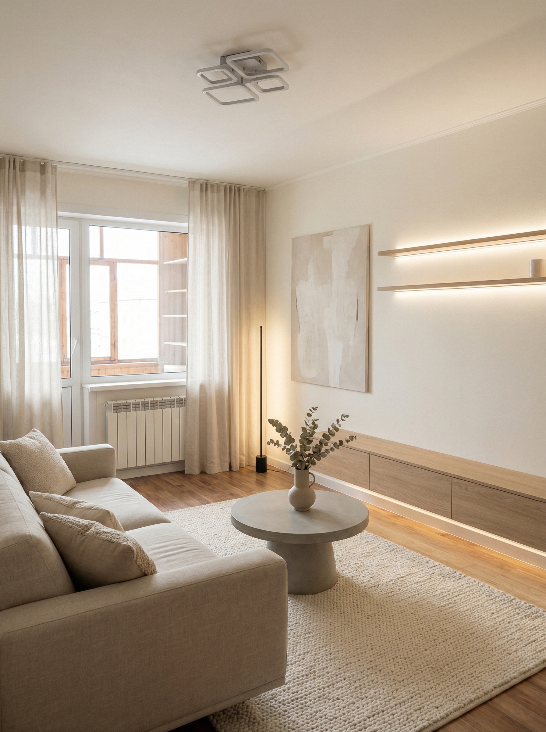 Дизайн гостиной в стиле Минимализм — фото интерьера от нейросети RoomGPT