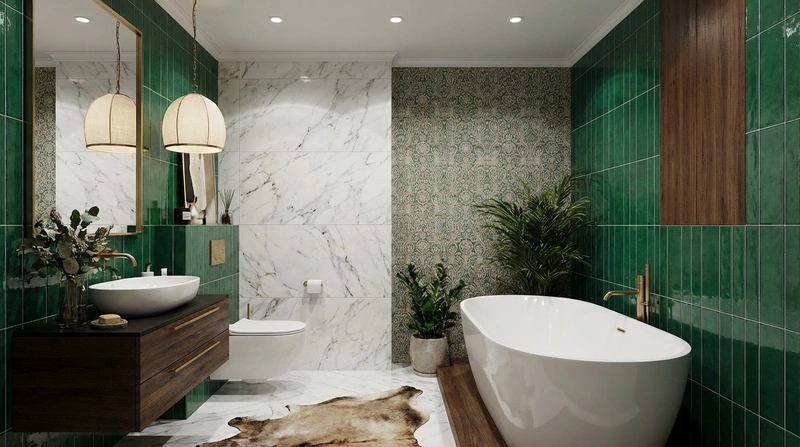 Дизайн интерьера в стиле Эклектика — Ванная от нейросети RoomGPT