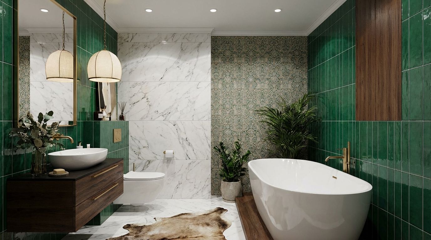 Дизайн ванной в стиле Эклектика — фото интерьера от нейросети RoomGPT