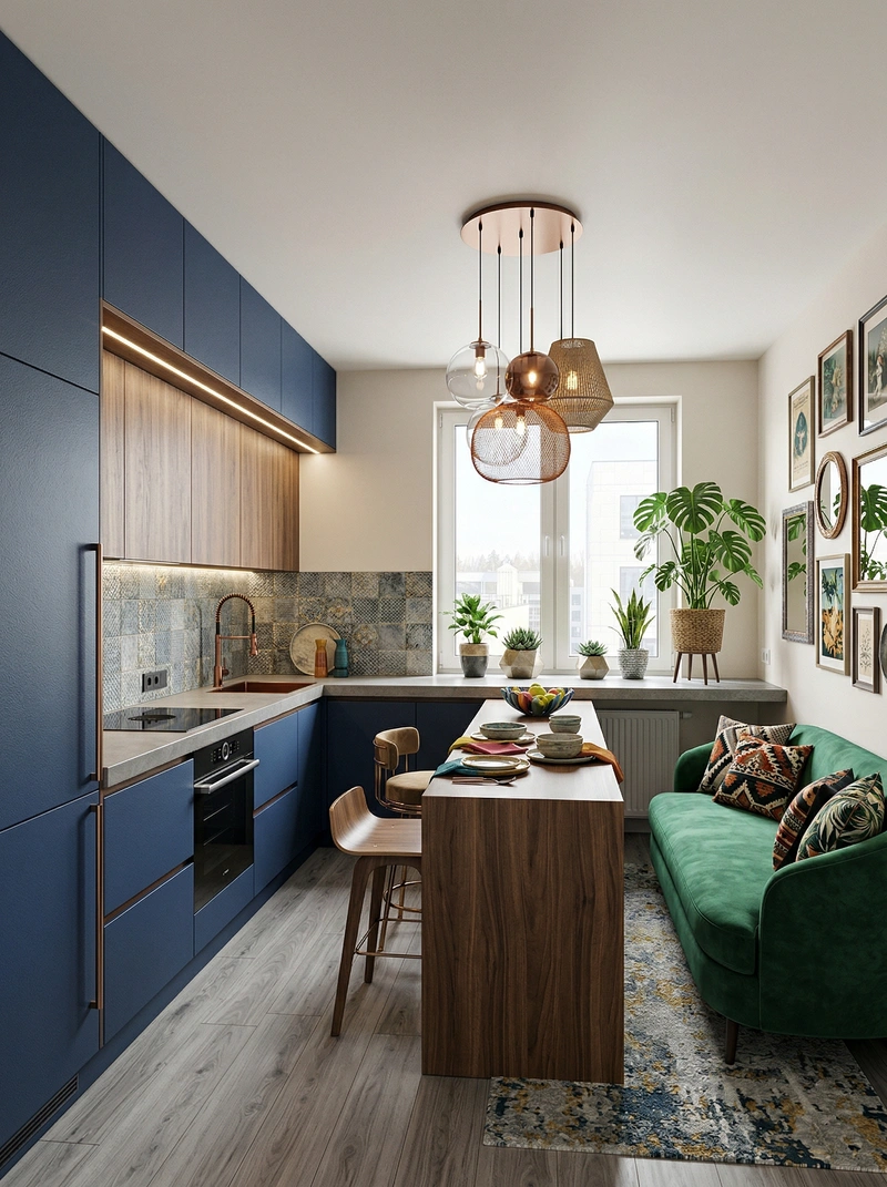 Дизайн кухни в стиле Эклектика — фото интерьера от нейросети RoomGPT