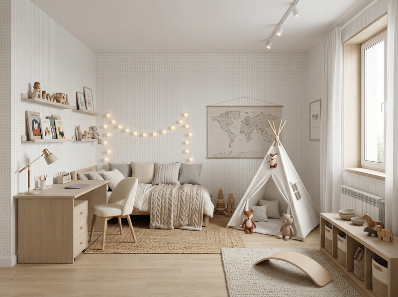 Дизайн интерьера в стиле Хюгге — Детская от нейросети RoomGPT