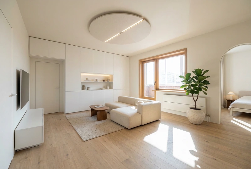 Дизайн интерьера в стиле Минимализм — Гостиная от нейросети RoomGPT