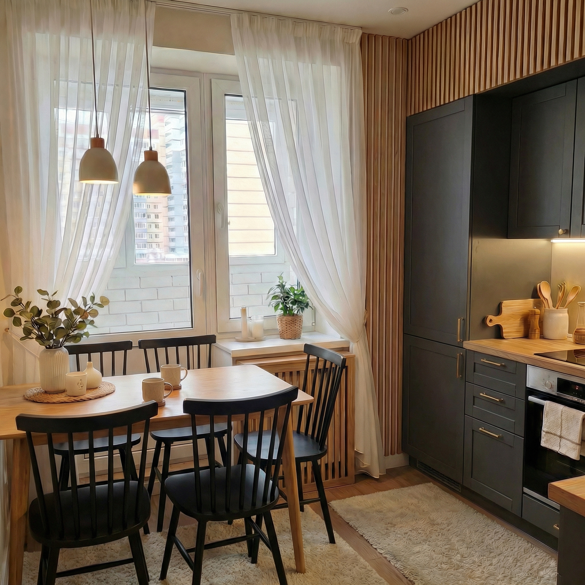 Дизайн кухни в стиле Хюгге — фото интерьера от нейросети RoomGPT